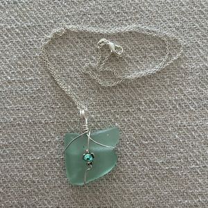 Turtle sea glass necklace